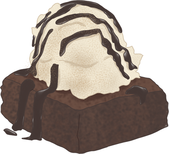 Brownies with Ice Cream Illustration